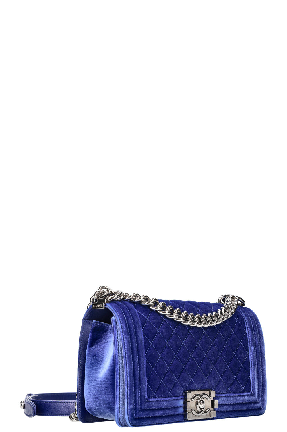 CHANEL Boy Bag Velvet Blue