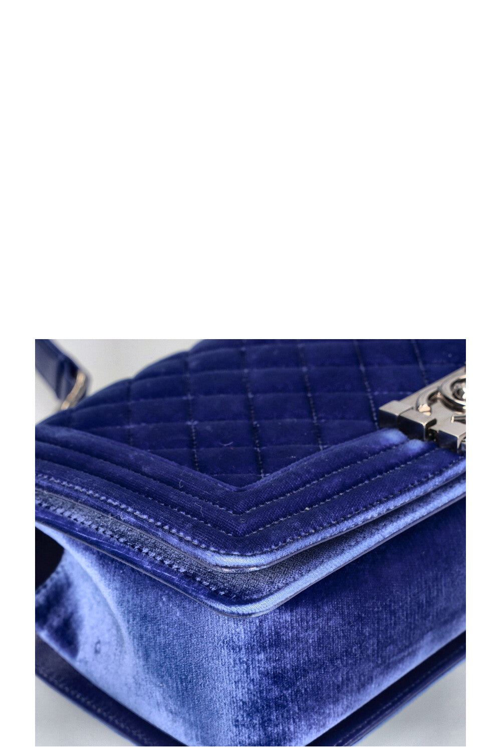 CHANEL Boy Bag Velvet Blue