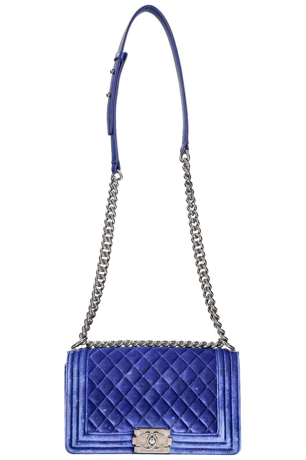 CHANEL Boy Bag Velvet Blue