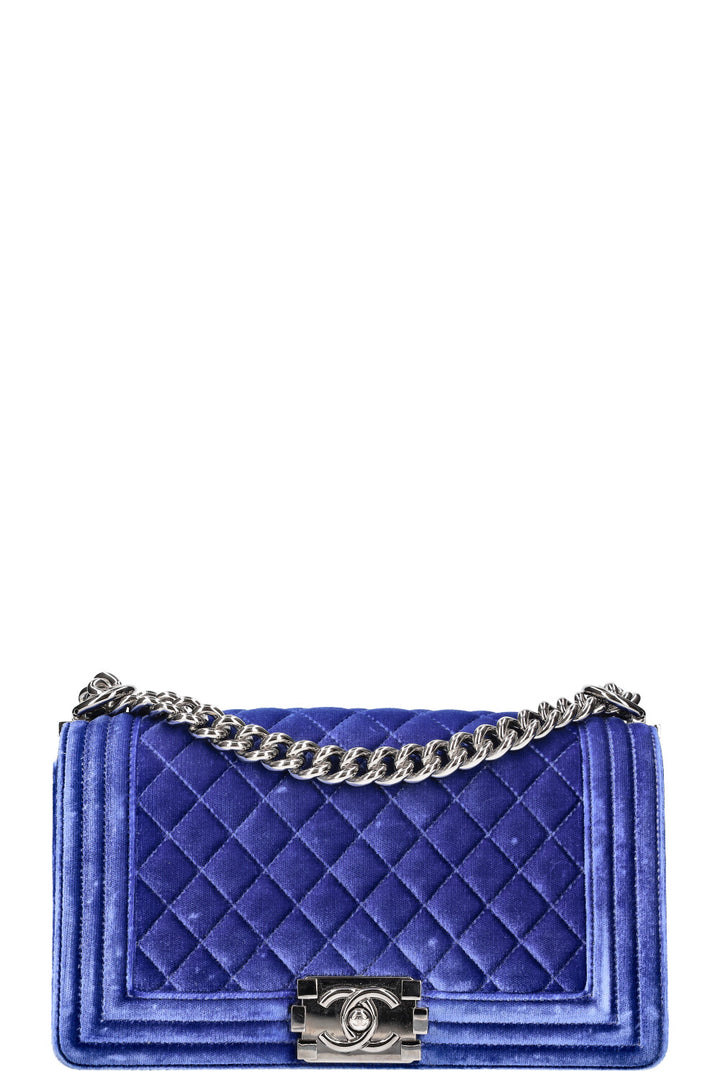 CHANEL Boy Bag Velvet Blue