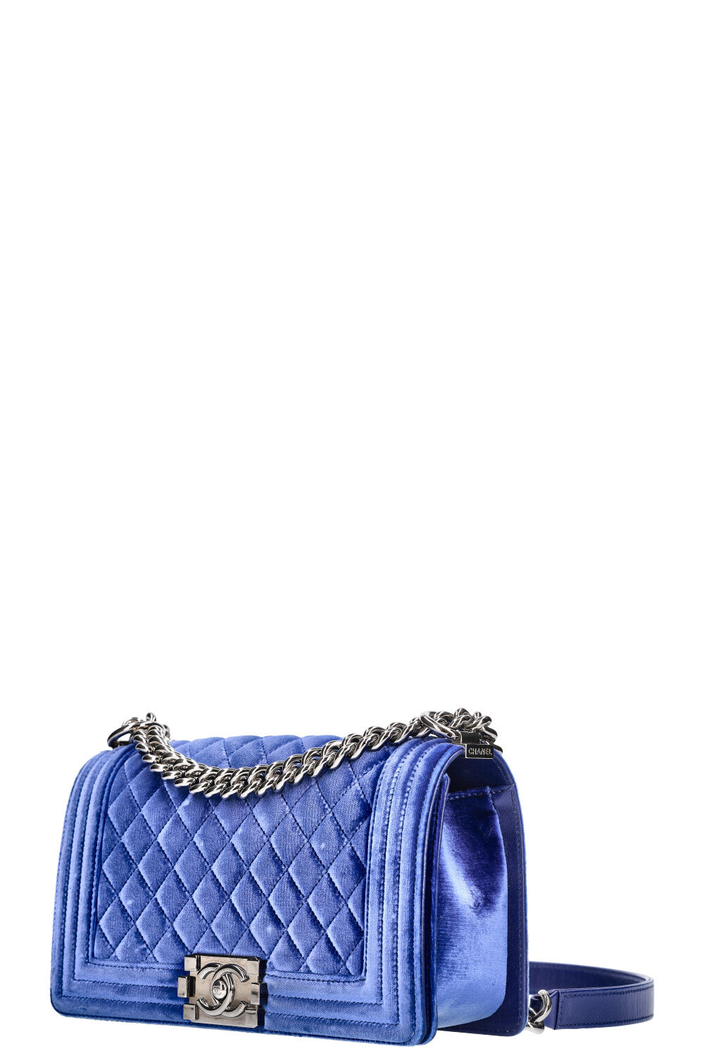 CHANEL Boy Bag Velvet Blue