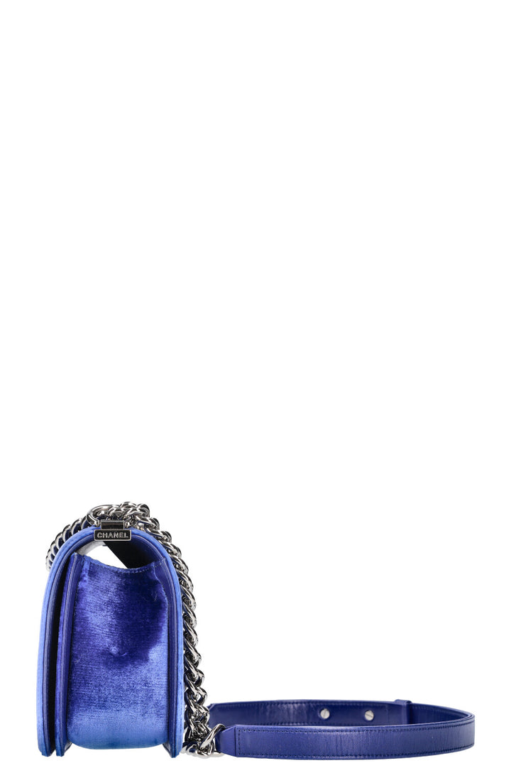 CHANEL Boy Bag Velvet Blue