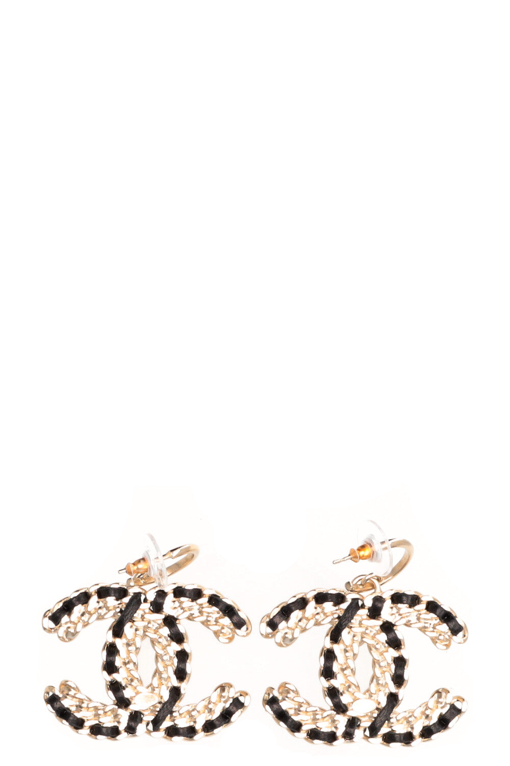 CHANEL CC Stud Earrings Silver Metal Black & Crystal Pre-Fall 2014 -  Chelsea Vintage Couture