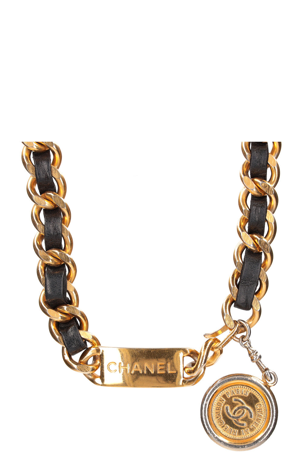 CHANEL Vintage Coin Belt Black Gold