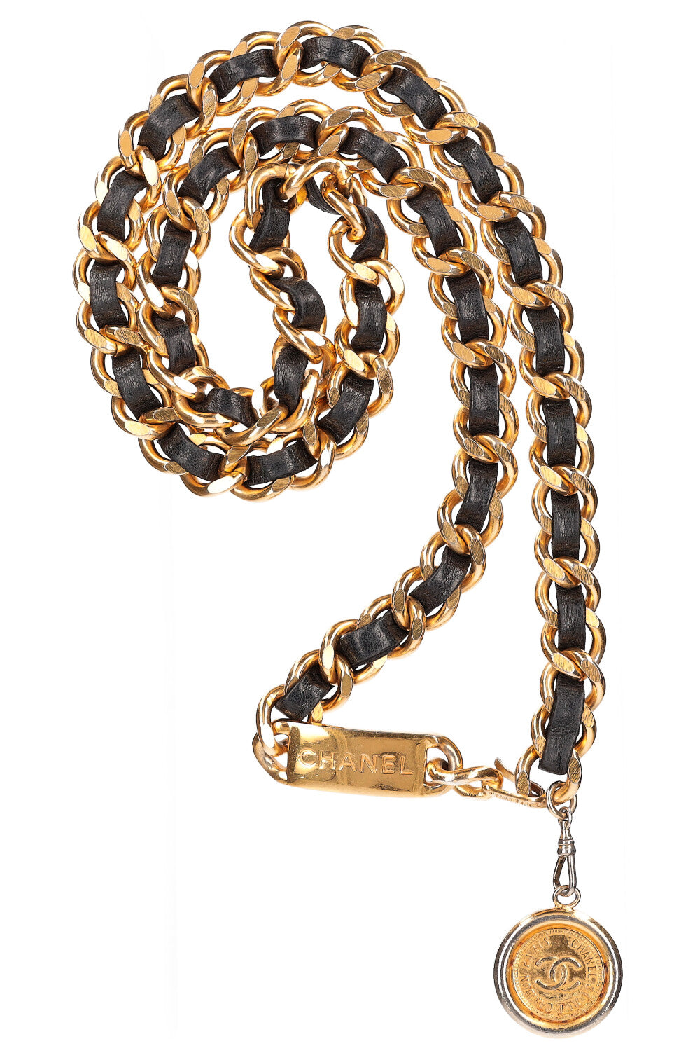 CHANEL Vintage Coin Belt Black Gold