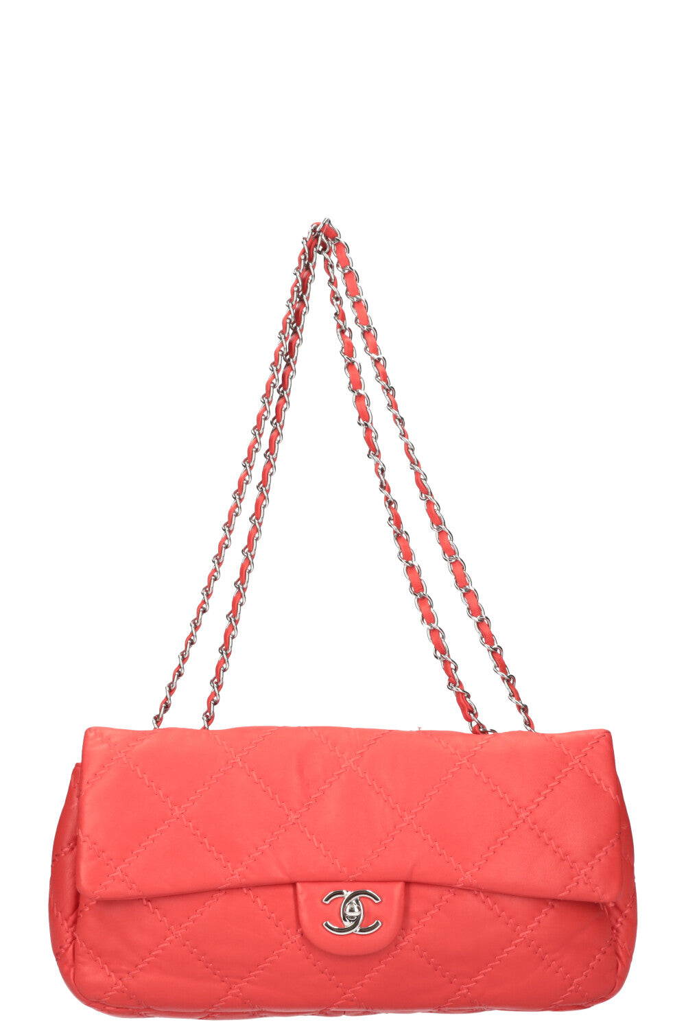 CHANEL Single Flap Bag Red