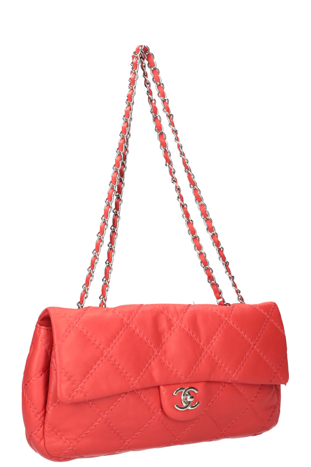 CHANEL Single Flap Bag Red