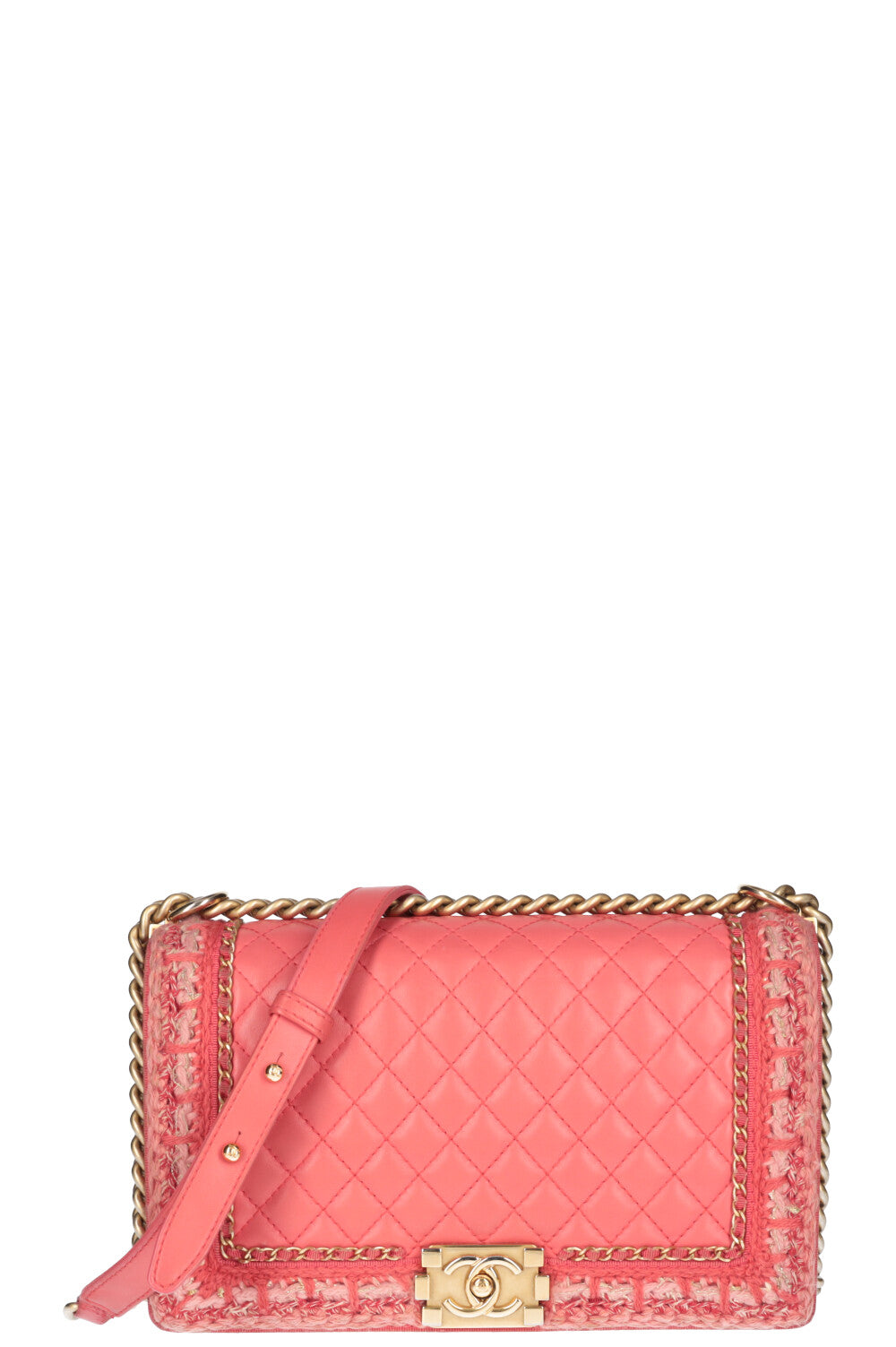 Chanel Boy Pink Tweed Large