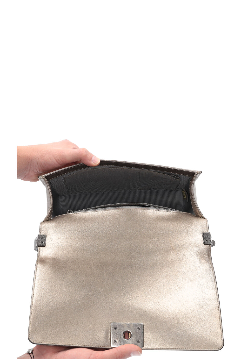 Chanel Metallic Calfskin Large Boy Bag (SHF-23341) – LuxeDH