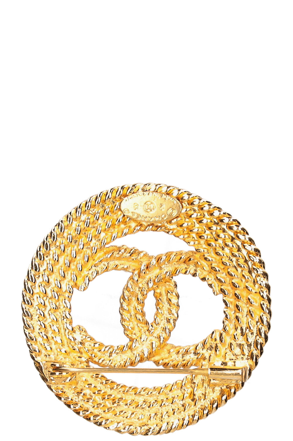 Chanel CC B14P Crystal Enamel Ruffled Logo GHW Brooch Golden Metal  ref.573174 - Joli Closet