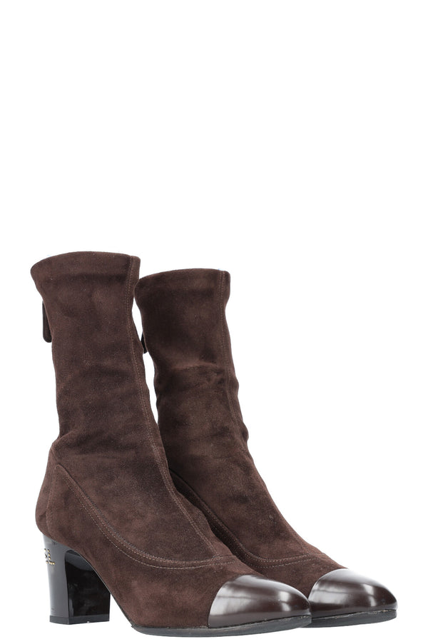 CHANEL Cocomark Bottes Daim Marron