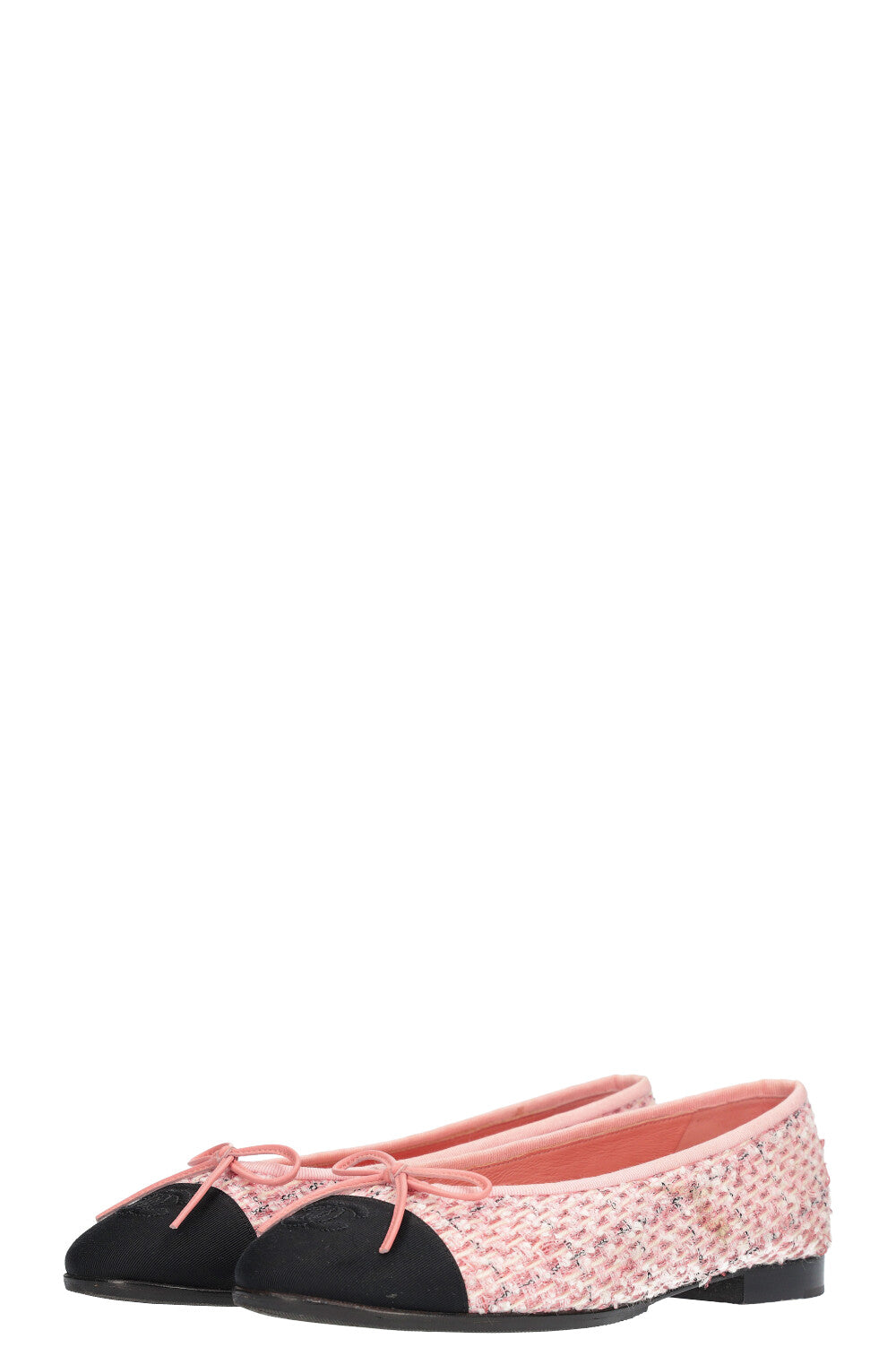 CHANEL Flats Tweed Pink