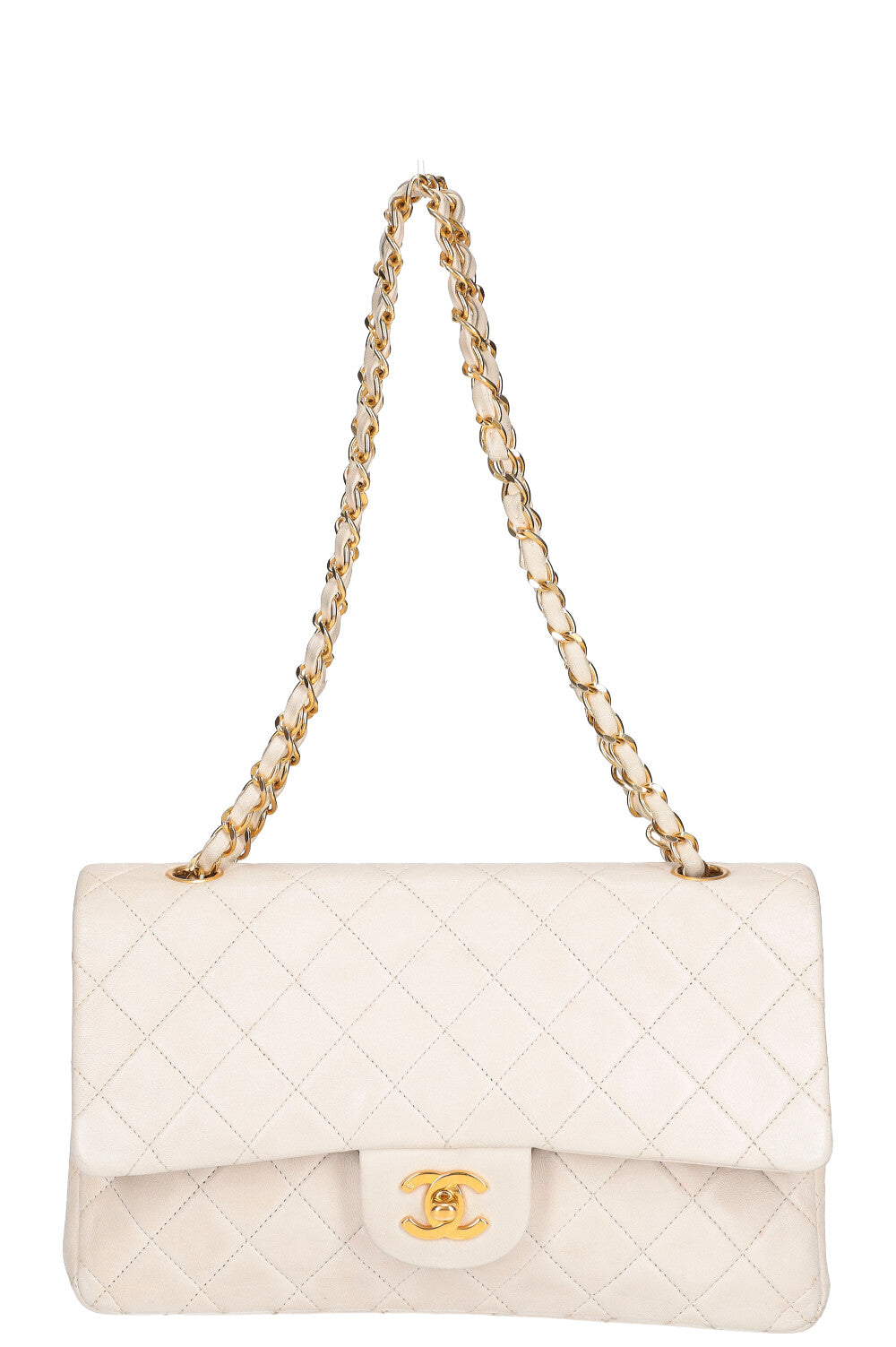 Chanel White Quilted Lambskin Mini Flap With Heart Charms Brushed