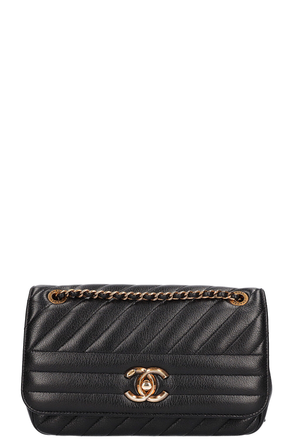 CHANEL Diagonal Quilted Single Flap Bag