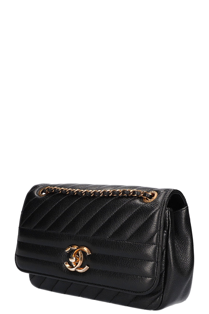 CHANEL Diagonal Quilted Single Flap Bag