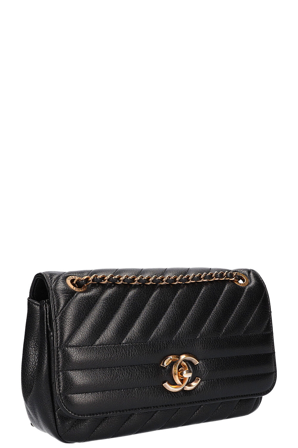 CHANEL Diagonal Quilted Single Flap Bag