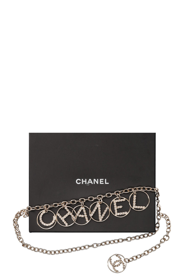 CHANEL Logo Chain Belt Gold Crystals 2019