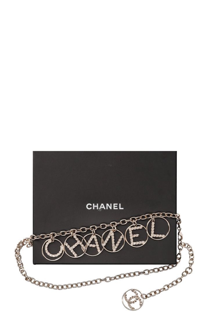 CHANEL Ceinture à chaîne avec logo Cristaux d'or 2019