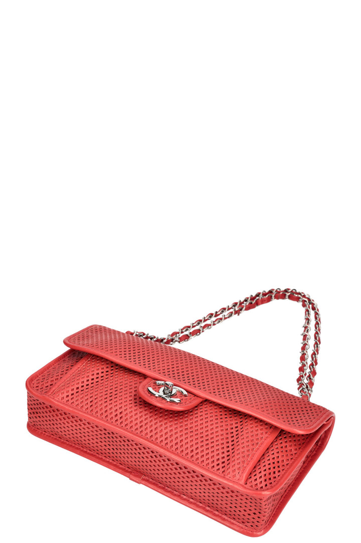 CHANEL Up in the Air Flap Bag Perforated Leather Red