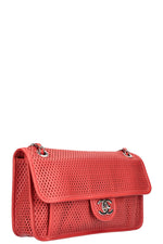 CHANEL Up in the Air Flap Bag Perforated Leather Red