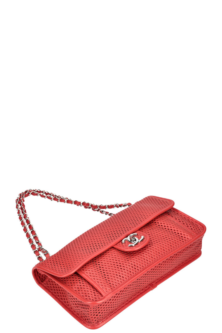 CHANEL Up in the Air Flap Bag Perforated Leather Red