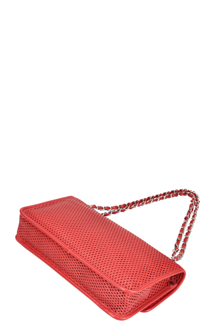 CHANEL Up in the Air Flap Bag Perforated Leather Red