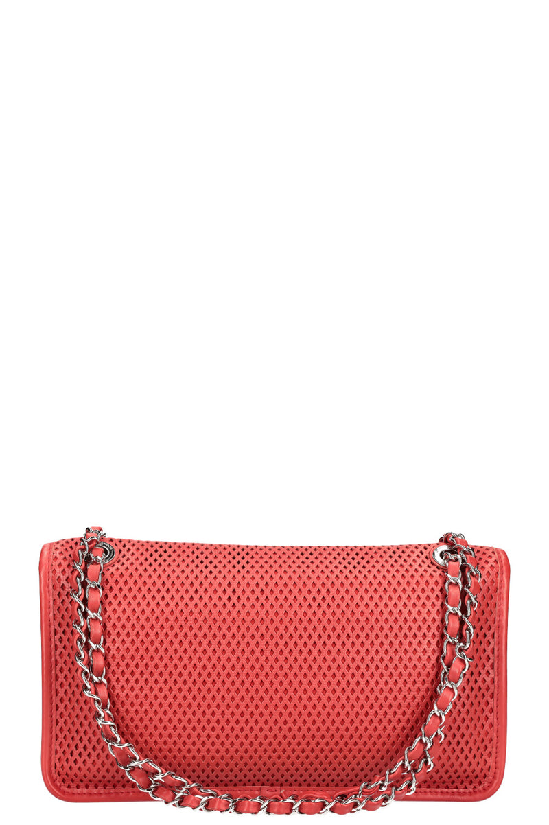 CHANEL Up in the Air Flap Bag Perforated Leather Red