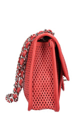 CHANEL Up in the Air Flap Bag Perforated Leather Red