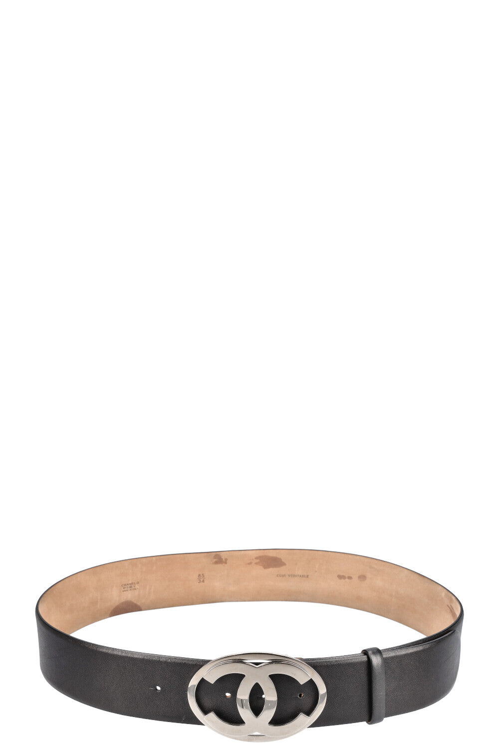 CHANEL CC Logo Ceinture Argent Noir