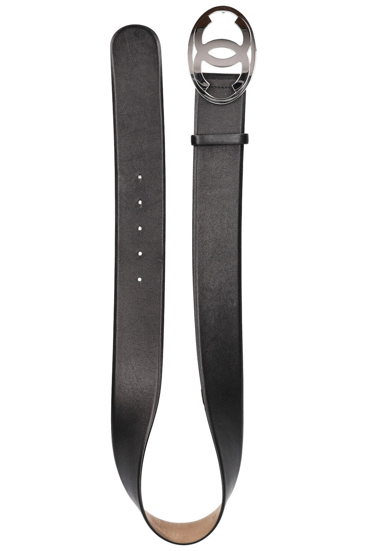 CHANEL CC Logo Ceinture Argent Noir