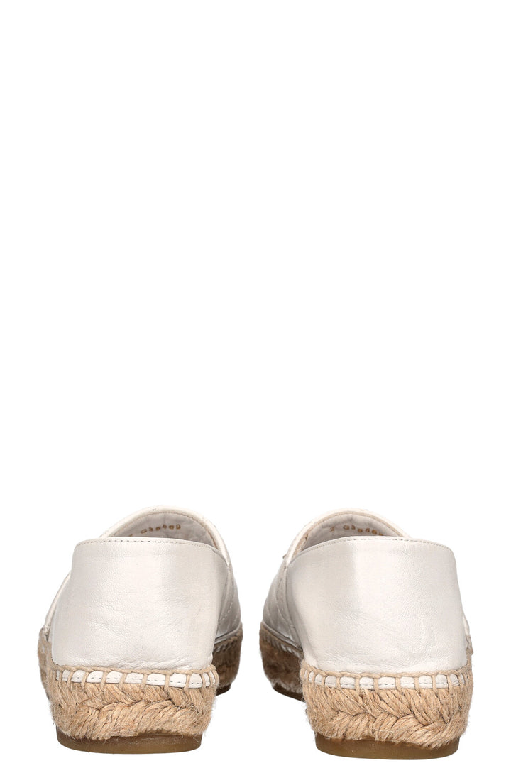 CHANEL Espadrilles Flats Quilted White