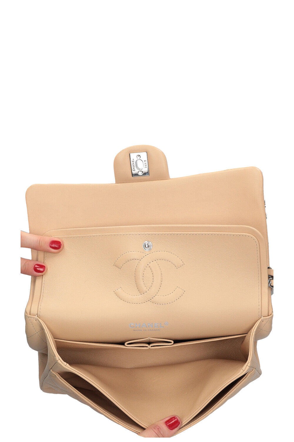 CHANEL Sac à Double Rabat Moyen Beige 2019