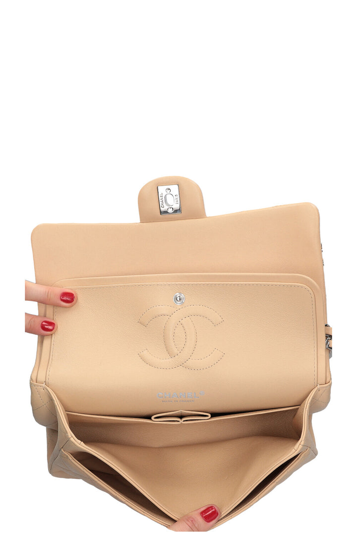 CHANEL Sac à Double Rabat Moyen Beige 2019