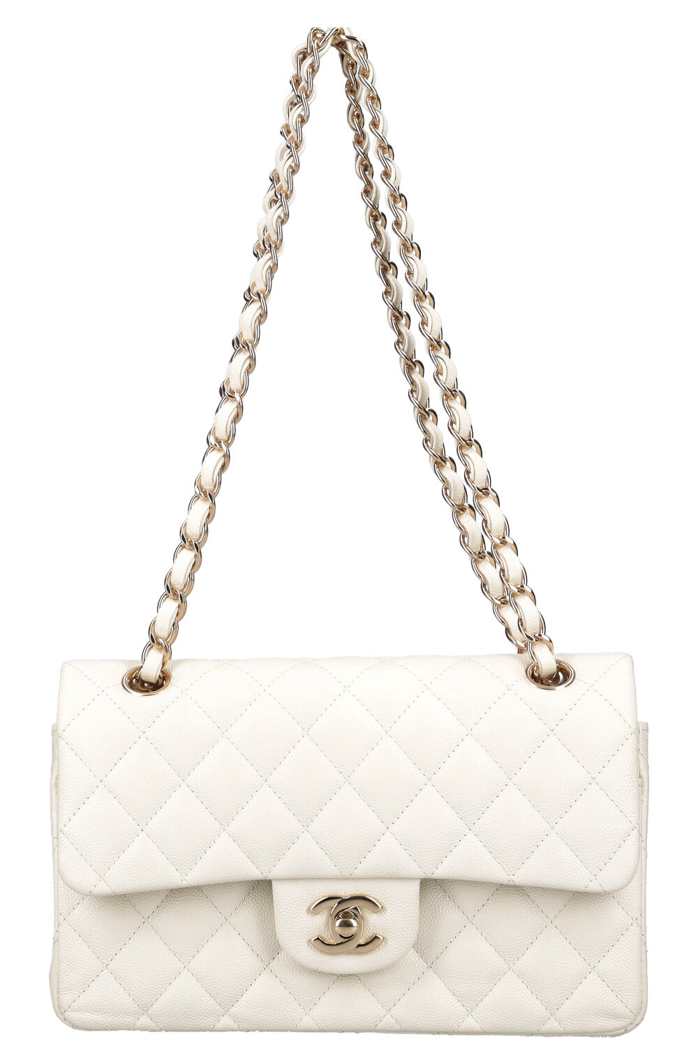 Chanel Double Flap Bag Small Caviar White 2021