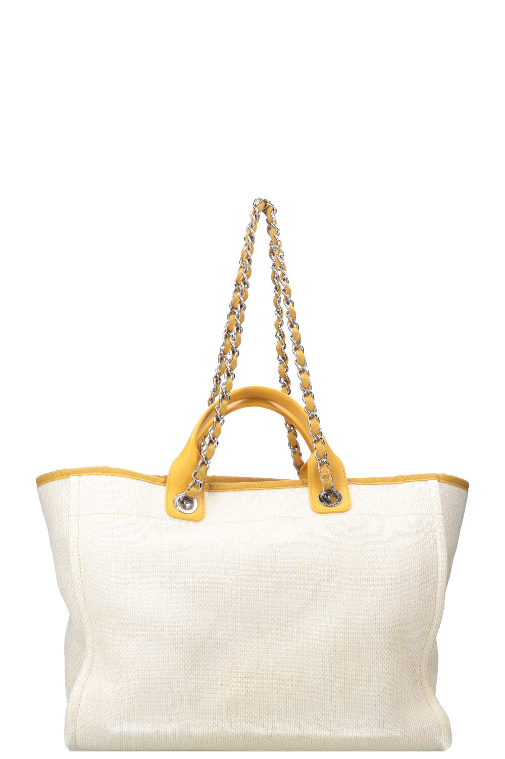 CHANEL Deauville Bag Medium Raffia Yellow