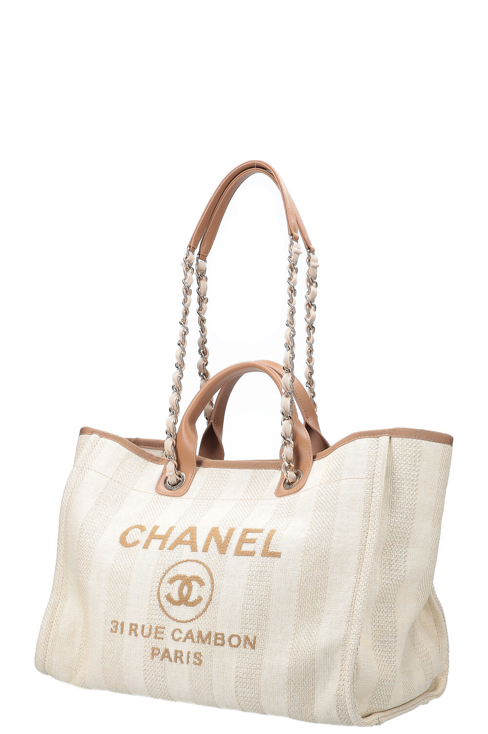 CHANEL Deauville Bag Medium Raffia Beige