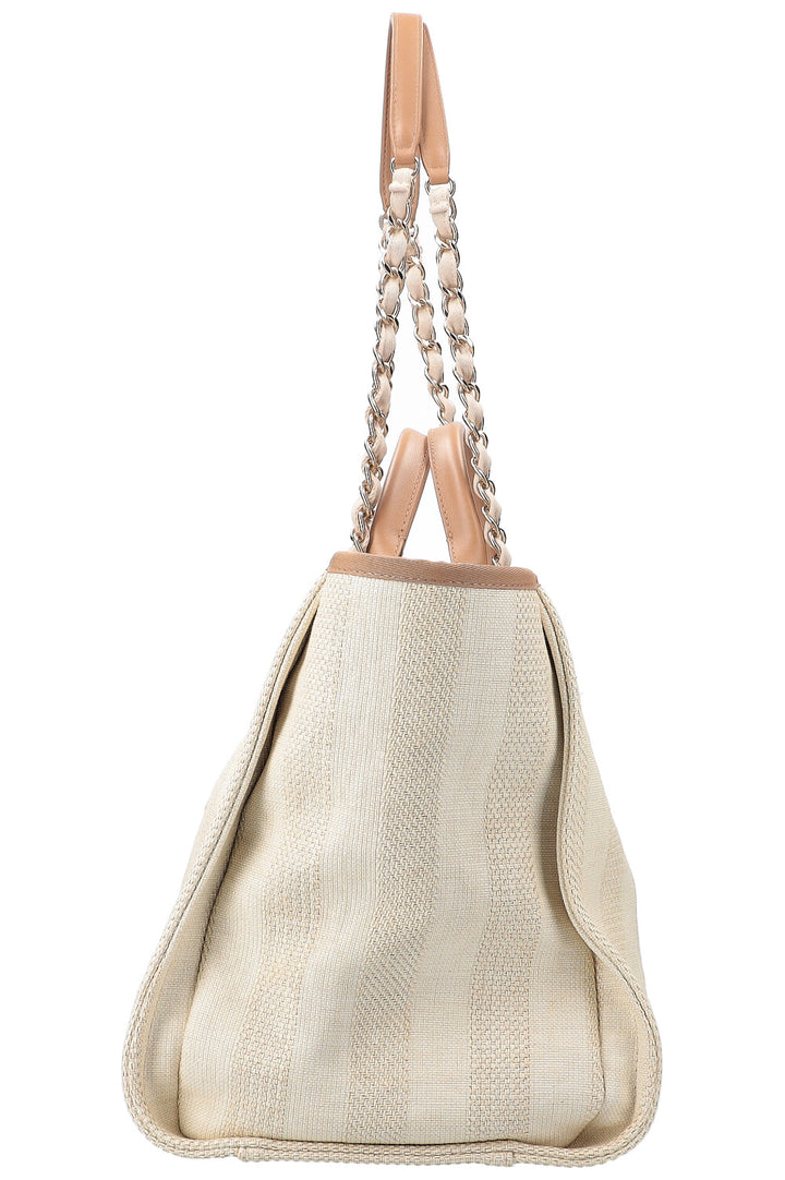 CHANEL Deauville Bag Medium Raffia Beige