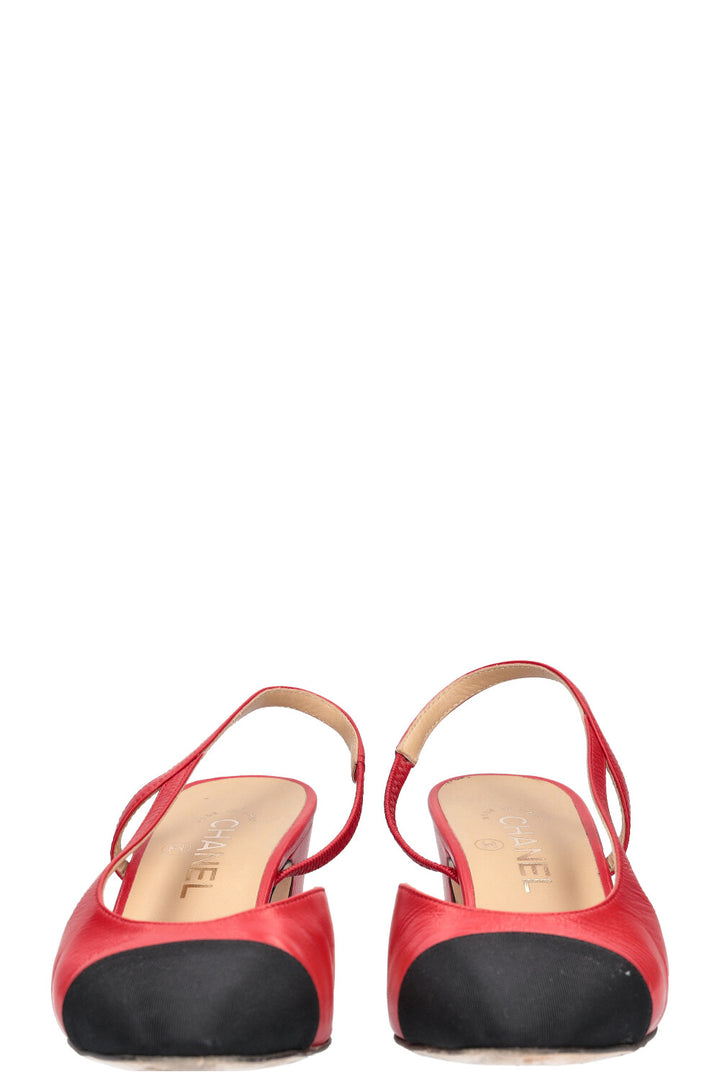 CHANEL Slingback Pumps Red