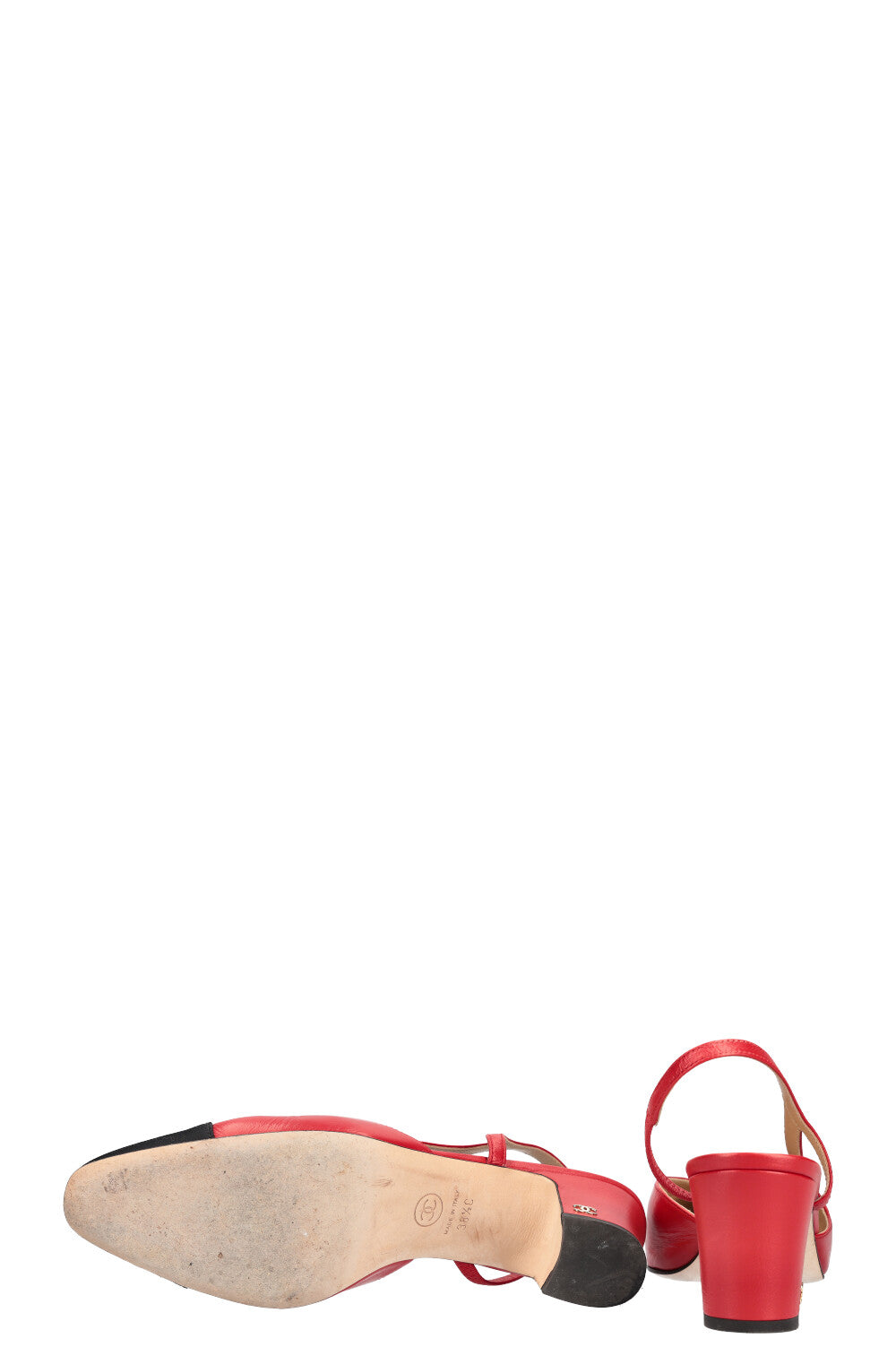 CHANEL Slingback Pumps Red