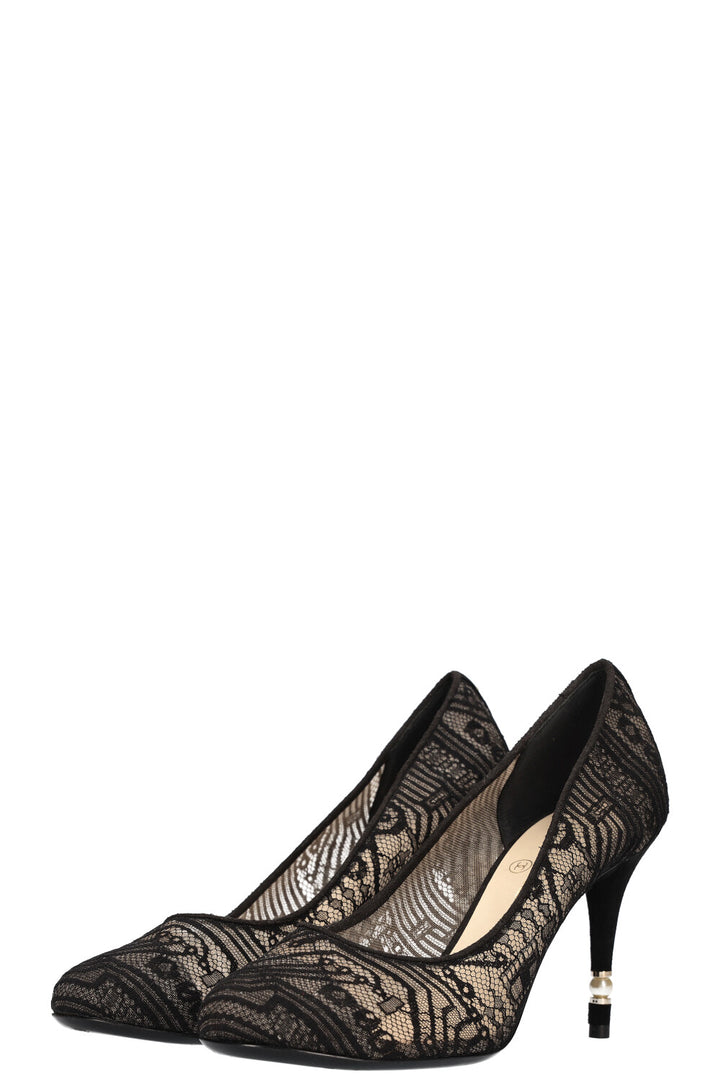 CHANEL Heels Lace Black
