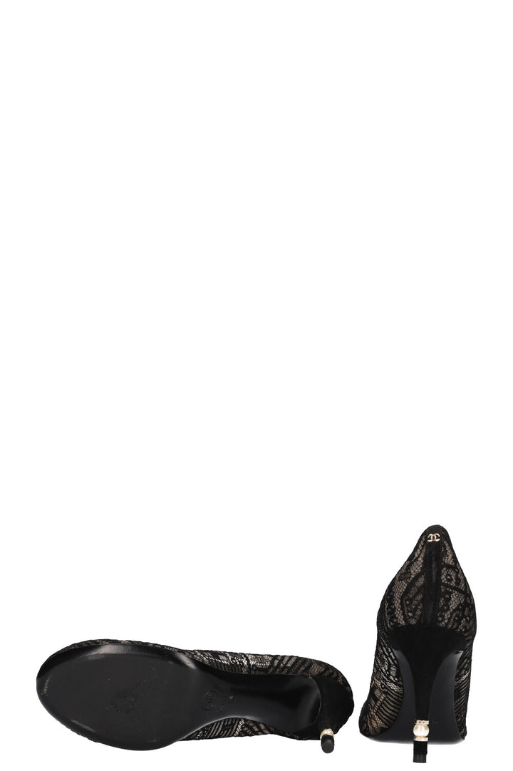 CHANEL Heels Lace Black