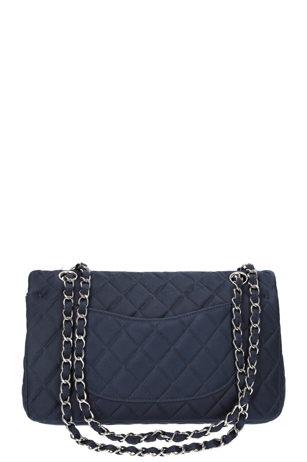 CHANEL Sac Moyen Double Rabat Satin Bleu Nuit