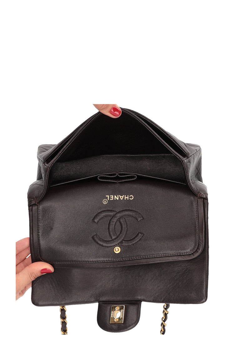 CHANEL Small Double Flap Bag Brown
