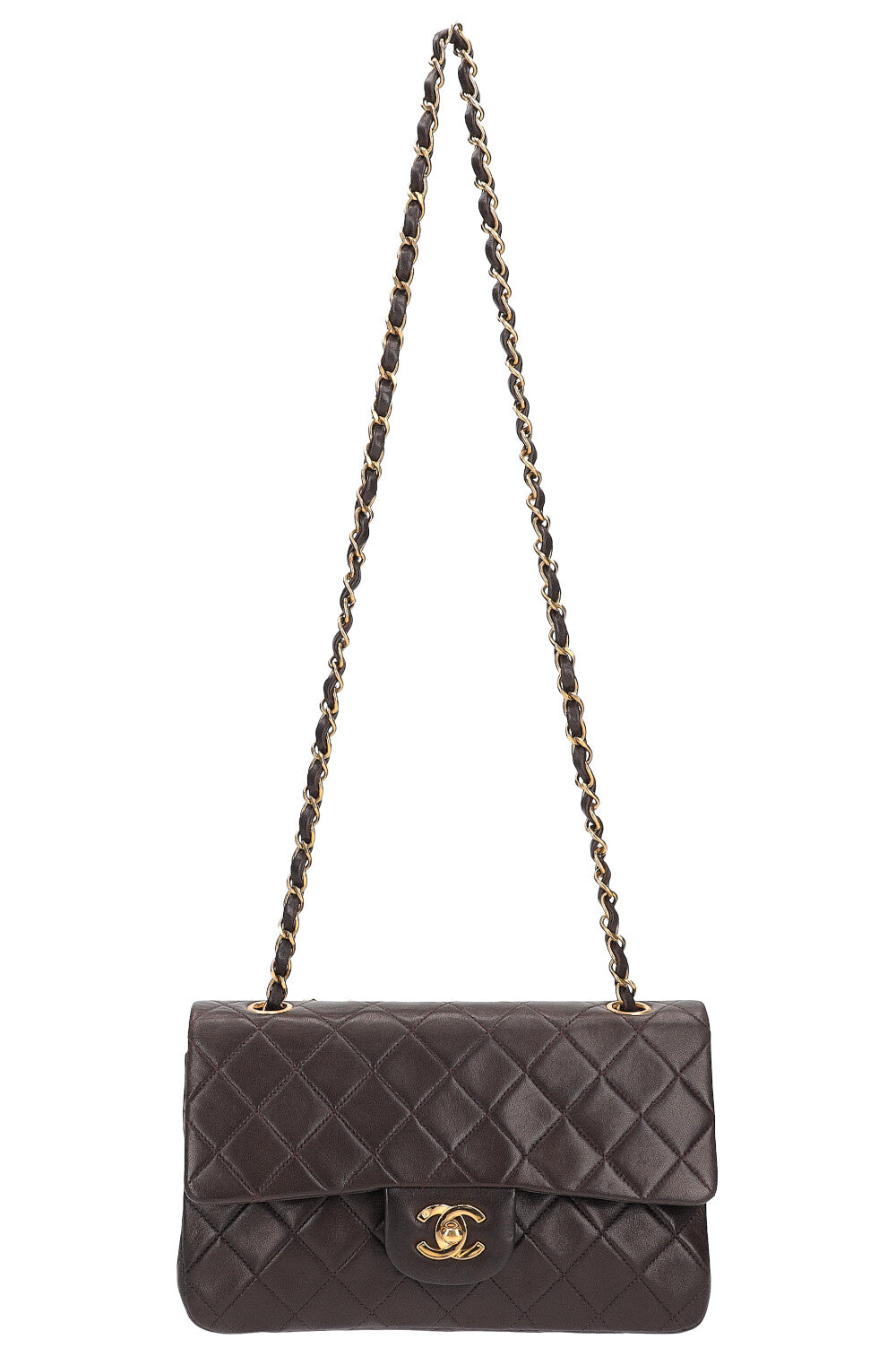 CHANEL Small Double Flap Bag Brown