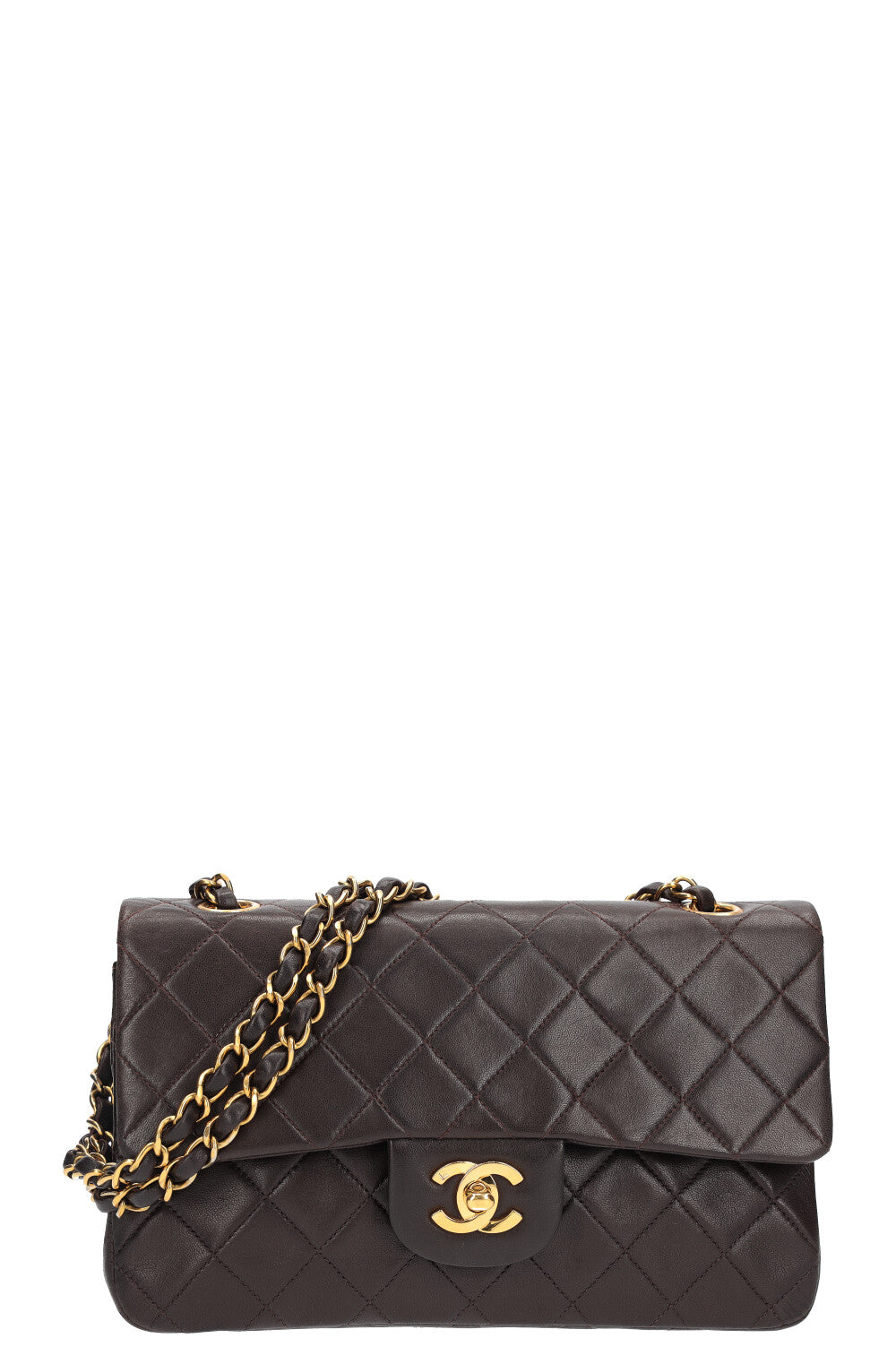 Chanel Double Flap Bag Brown Gold