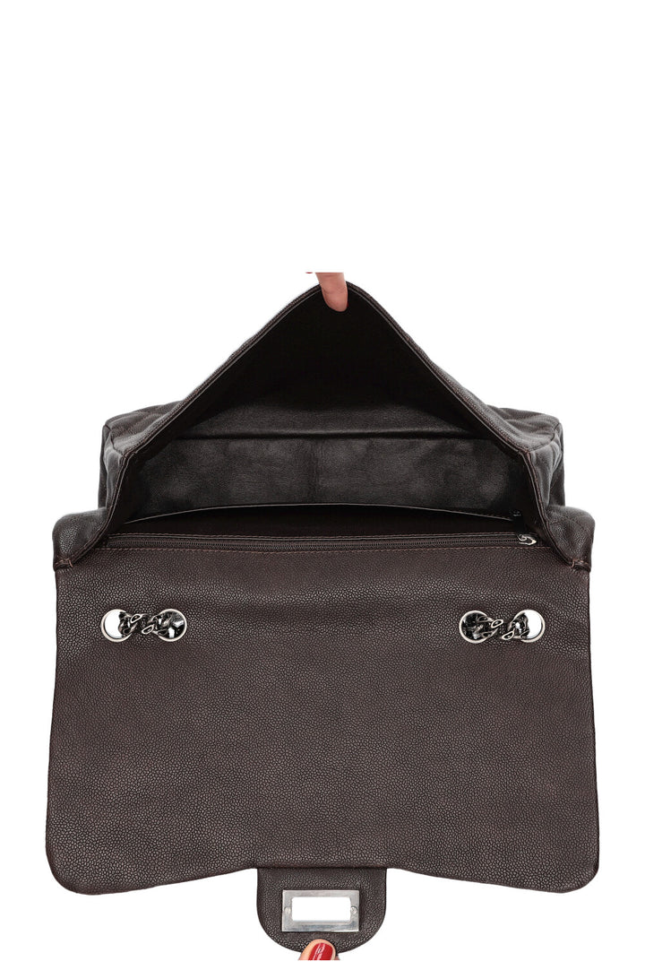 CHANEL 2.55 Single Flap Bag Caviar Brown
