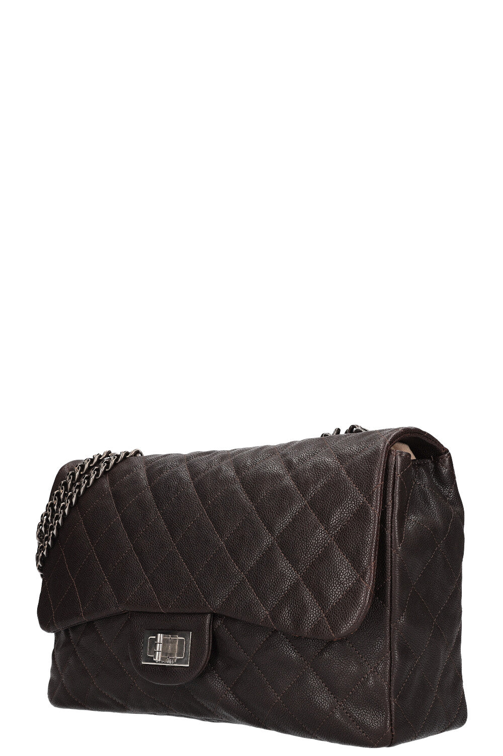CHANEL 2.55 Single Flap Bag Caviar Brown REAWAKE
