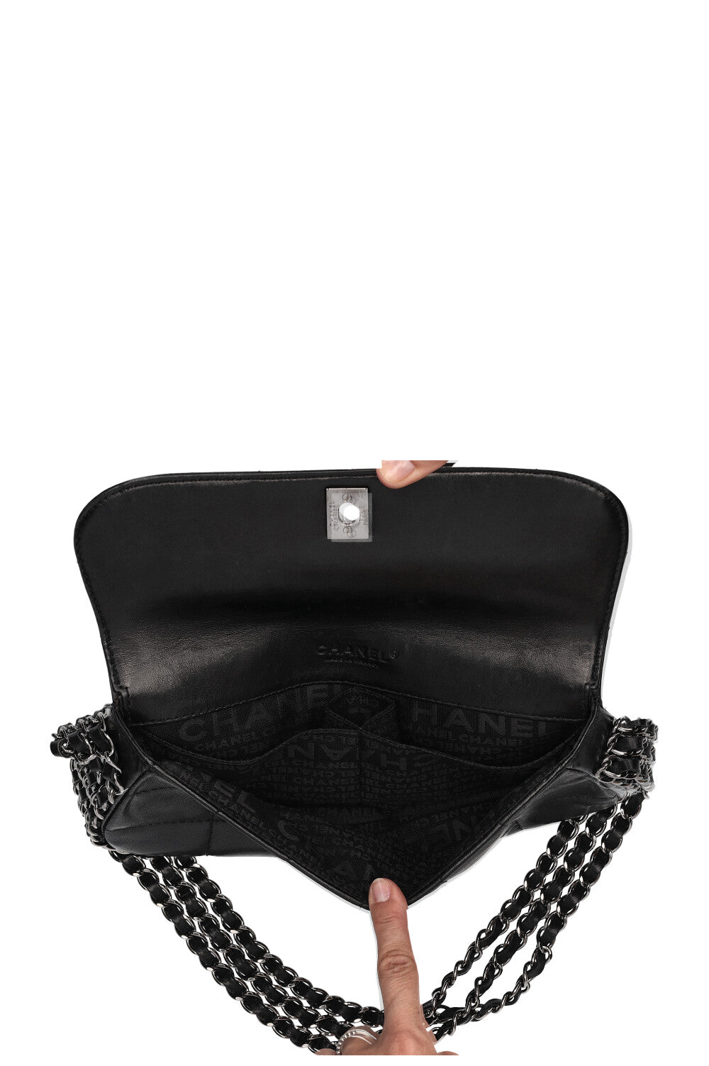 CHANEL Multichain  Chocolate Bar Flap Bag Black