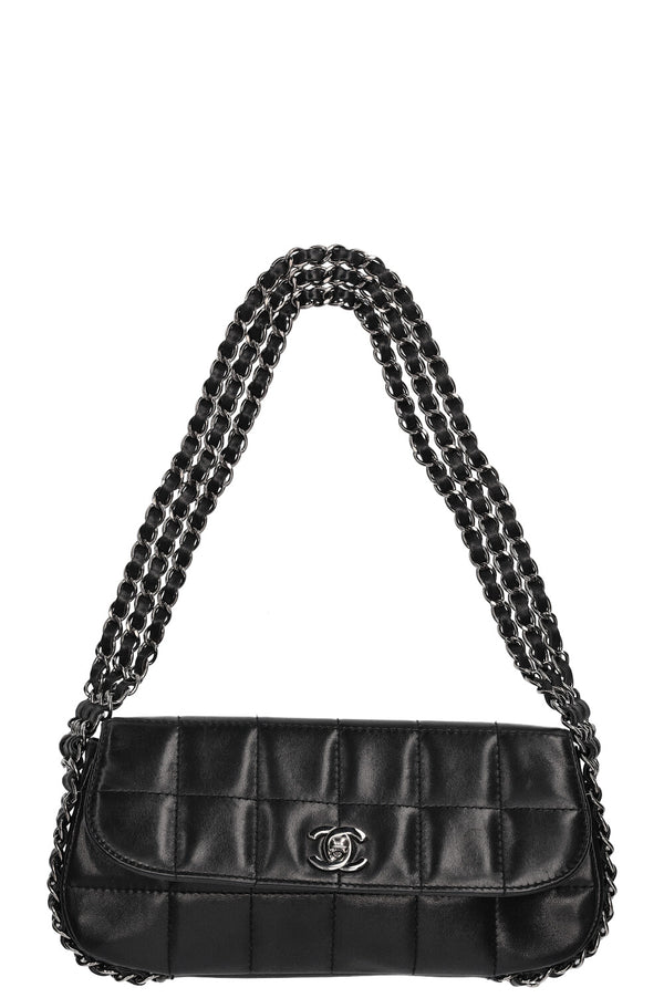 CHANEL Multichain Chocolate Bar Flap Bag Black