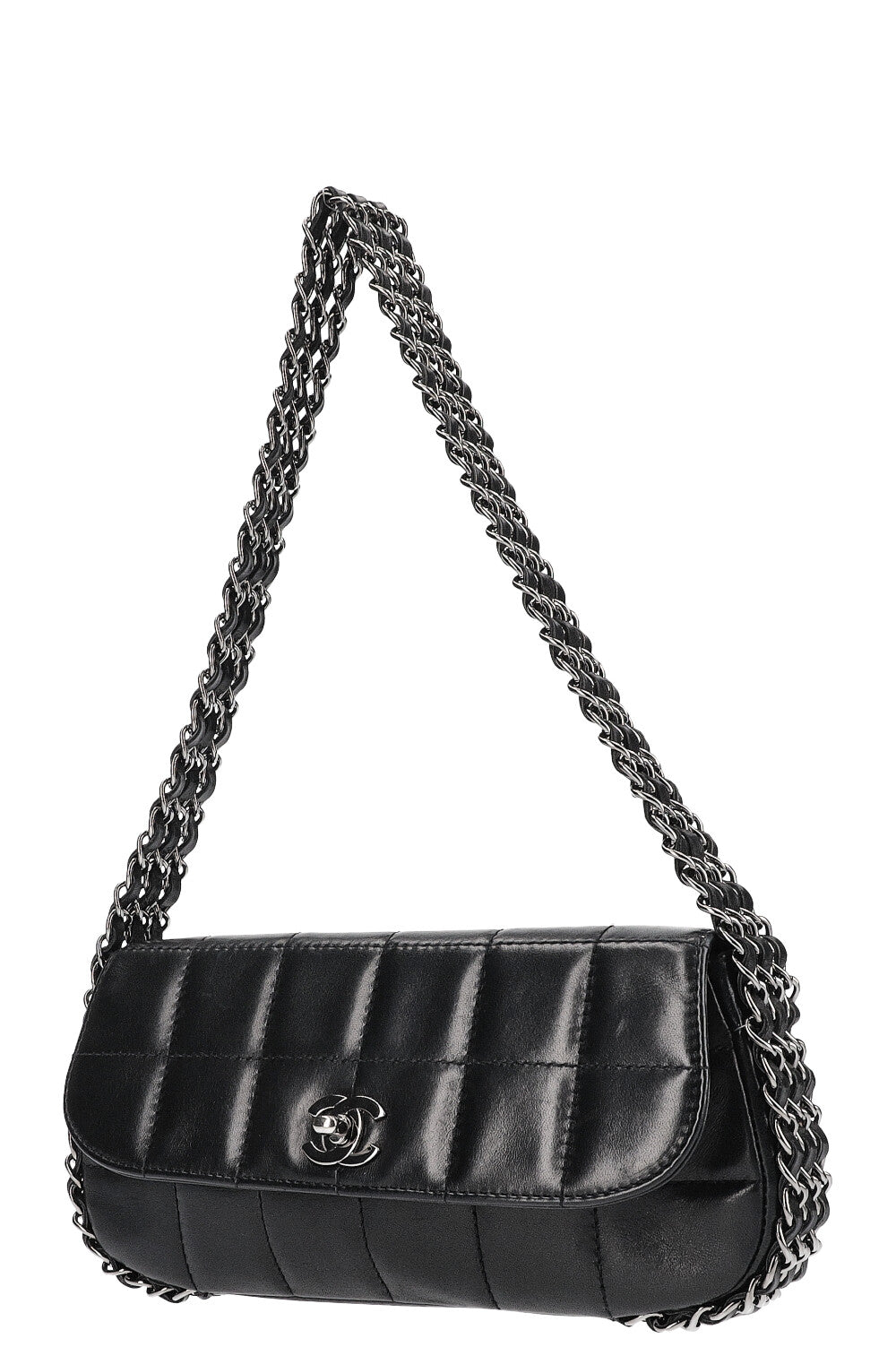 CHANEL Multichain  Chocolate Bar Flap Bag Black